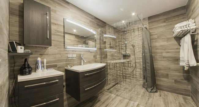 Grande salle de bain rénovée avec douche + WC + lave-linge